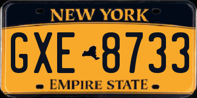 NY license plate GXE8733