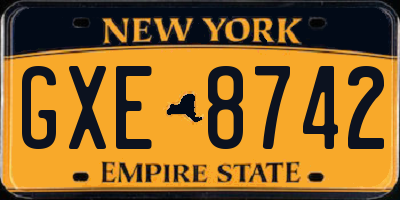 NY license plate GXE8742
