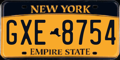 NY license plate GXE8754