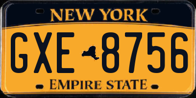 NY license plate GXE8756