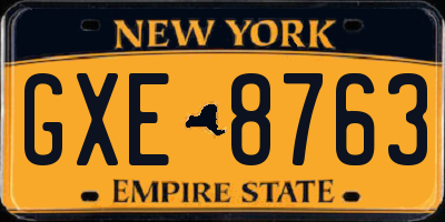 NY license plate GXE8763