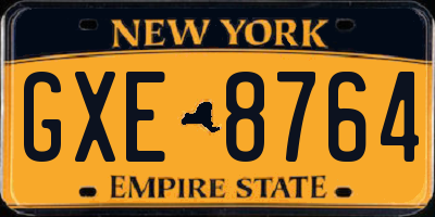 NY license plate GXE8764