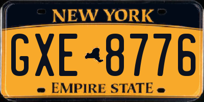 NY license plate GXE8776