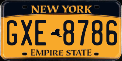 NY license plate GXE8786