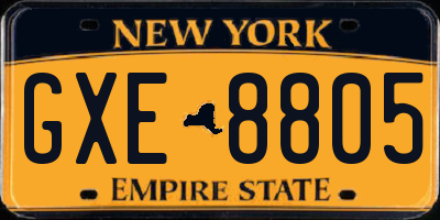 NY license plate GXE8805