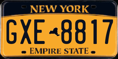 NY license plate GXE8817