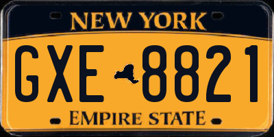 NY license plate GXE8821