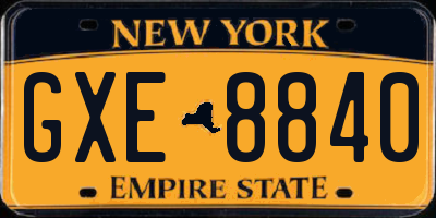 NY license plate GXE8840