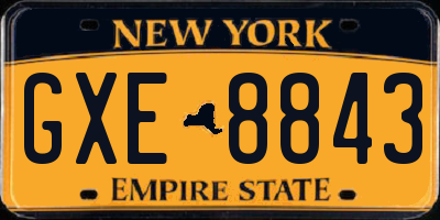 NY license plate GXE8843
