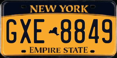 NY license plate GXE8849