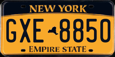NY license plate GXE8850