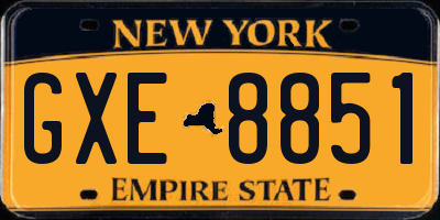 NY license plate GXE8851