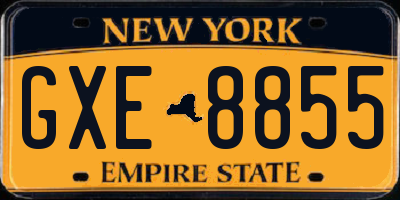 NY license plate GXE8855