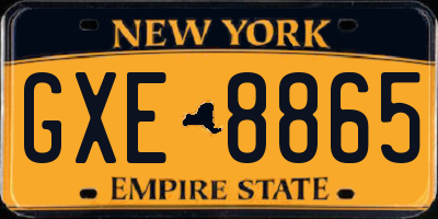 NY license plate GXE8865
