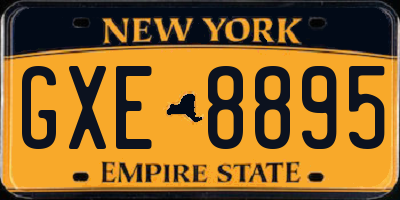 NY license plate GXE8895