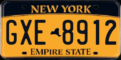 NY license plate GXE8912