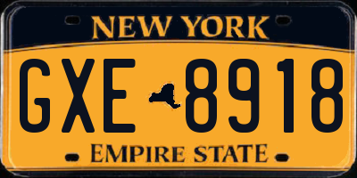NY license plate GXE8918