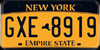 NY license plate GXE8919
