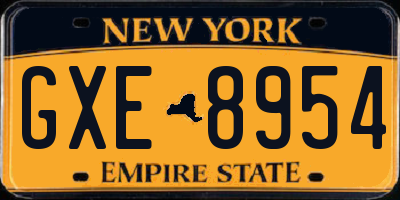 NY license plate GXE8954
