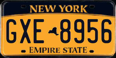 NY license plate GXE8956
