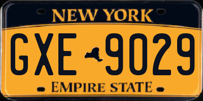 NY license plate GXE9029