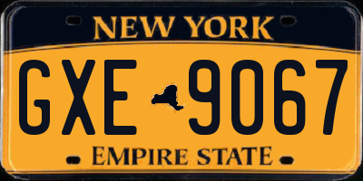 NY license plate GXE9067