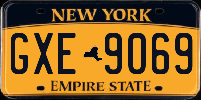 NY license plate GXE9069
