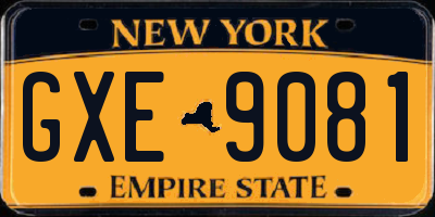 NY license plate GXE9081