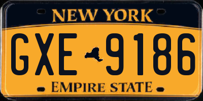 NY license plate GXE9186