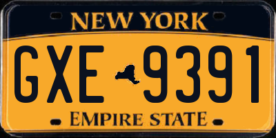 NY license plate GXE9391