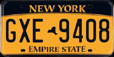 NY license plate GXE9408