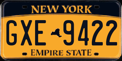 NY license plate GXE9422