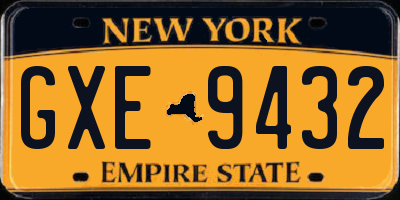 NY license plate GXE9432