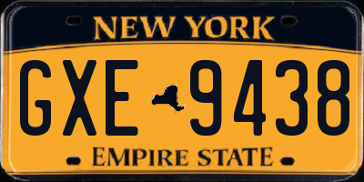 NY license plate GXE9438