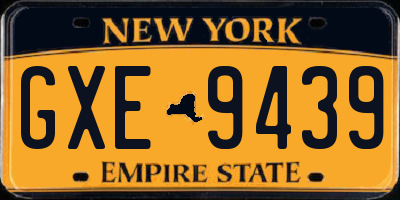 NY license plate GXE9439