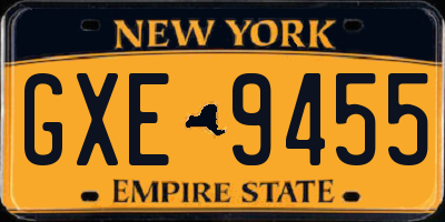 NY license plate GXE9455