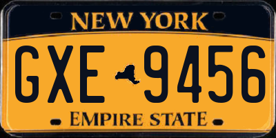 NY license plate GXE9456
