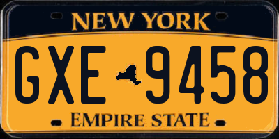 NY license plate GXE9458