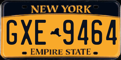 NY license plate GXE9464