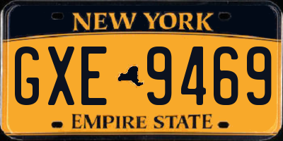 NY license plate GXE9469