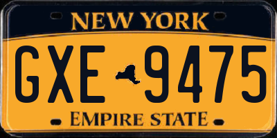 NY license plate GXE9475