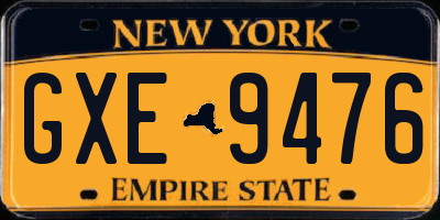 NY license plate GXE9476
