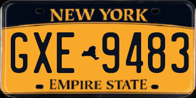 NY license plate GXE9483