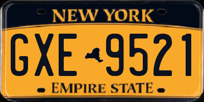 NY license plate GXE9521