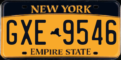 NY license plate GXE9546