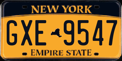 NY license plate GXE9547