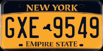 NY license plate GXE9549