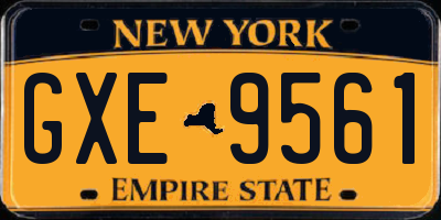 NY license plate GXE9561