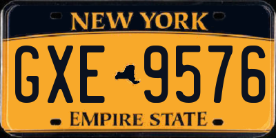 NY license plate GXE9576