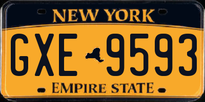 NY license plate GXE9593